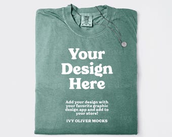Comfort Colors 1717 Light Green Shirt Mockup: Folded Flatlay Mock Up (Digital Download)