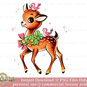 Rosa Weihnachten Rentier PNG Sublimationsgeschenk Digitaler Download, Retro Weihnachten Clipart Hirsch Printable, Vintage Weihnachten T-Shirt Design PNG