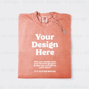 Comfort Colors 1717 Terracotta Shirt Mockup: Flatlay Folded T-Shirt (Digital Download)