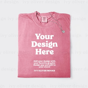 Comfort Colors 1717 Peony T-Shirt Mockup: Flatlay Folded T-Shirt (Digital Download)