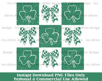 Coquette St Patricks Day PNG: Shamrock Bow Design (Digital Download)