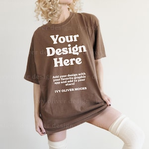 Comfort Colors 1717 Espresso T-Shirt Mockup: Brown Oversized Shirt (Digital File)
