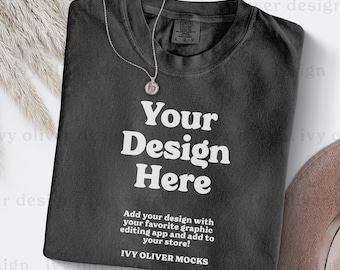 Mockup overhemd comfortkleuren zwart: C1717 flatlay (digitaal bestand)