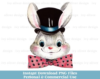 Retro Easter Bunny PNG: Vintage Easter Clipart (Digital Download)