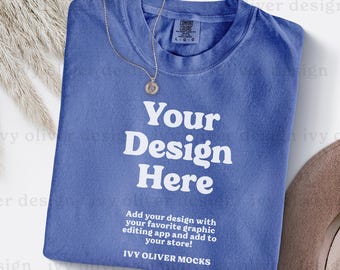 Comfort Colors 1717 Periwinkle Shirt Mockup: Folded Flatlay (Digital File)