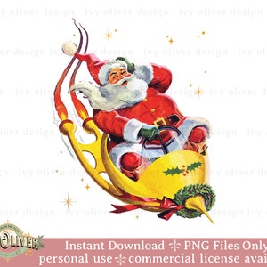 Retro Santa PNG: Vintage Christmas Clipart (Digital Download) image 1