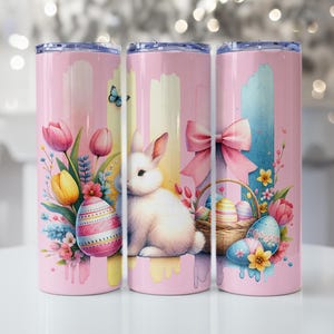 Easter Bunny Tumbler PNG Seamless 20oz Skinny Tumbler Wrap Png Sublimation Design 20 oz Tumbler Easter Png 20 oz Coquette Tumbler Trendy Png