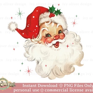 Retro Santa Christmas PNG Sublimation Design Gift, Vintage Christmas Sparkle Download, Vintage Santa Clipart, Retro Christmas PNG for Shirt