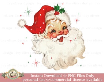 Retro Santa Christmas PNG Sublimation Design Gift, Vintage Christmas Sparkle Download, Vintage Santa Clipart, Retro Christmas PNG for Shirt