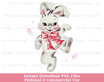 Retro Easter Bunny PNG Clipart: Vintage Easter Design (Digital Download)