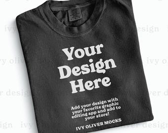 Comfort Colors 1717 zwart shirt flatlay mockup: opgevouwen mock-up (digitaal bestand)