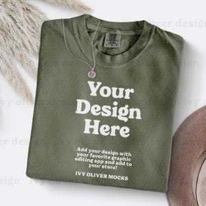 Comfort Colors Sage Shirt Mockup: Flatlay T-Shirt (Digital File)