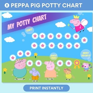 Potty Training Chart Printable Potty Reward Chart Potty Training Sticker Chart Behavior Reward Chart Toilet Training Peppa Pig Reward Chart
