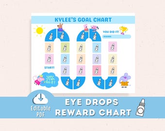 Eye Drop Reward Chart, Peppa Pig, Lazy Eye Amblyopia Strabismus, Atropine Eyedrops Goal Chart Editable Printable