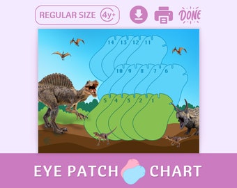 Kids' Eye Patch Reward Chart: Dinosaur Theme (Digital Download)