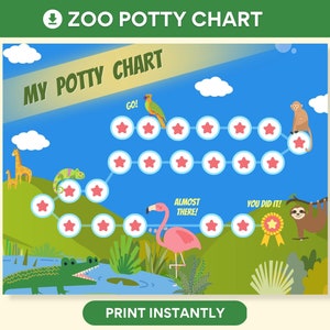 Potty Training Reward Chart Printable Potty Chart Kids Potty-Training Sticker Chart Behavior Reward Chart Toilet Training Reward Chart