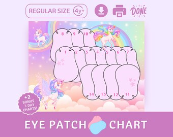 Unicorn Eye Patch Reward Chart for Kids Amblyopia Treatment (Printable)