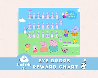Eye Drops Reward Chart, Peppa Pig, Lazy Eye Goal Tracker, Amblyopia Strabismus, Atropine Eye Drops Goal Chart Printable (Printable PDF)