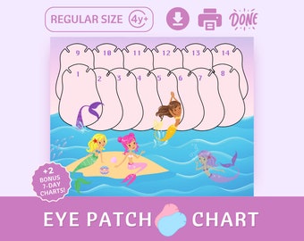 Mermaid Eye Patch Reward Chart: Kids Occlusion Therapy (Digital Download)