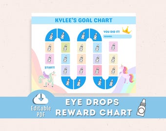 Eye Drop Reward Chart, Lazy Eye Amblyopia Strabismus, Atropine Eyedrops Goal Chart Editable Printable, Rainbow Reward Poster