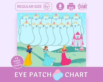 Princess Eye Patch Reward Chart: Amblyopia Strabismus Treatment (Digital Download)