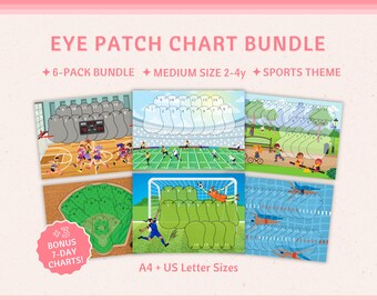 Sports Eye Patch Reward Chart Bundle: Amblyopia Occlusion Therapy (Digital Download)