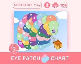 Amblyopia Eye Patch Reward Chart: Kids Occlusion Therapy Poster (Medium, Digital Download