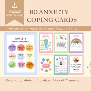 Anxiety Coping Skills Affirmation Cards DBT Therapy Flashcards Emotional Regulation Therapy Worksheets CBT Calming Corner Coping Strategies