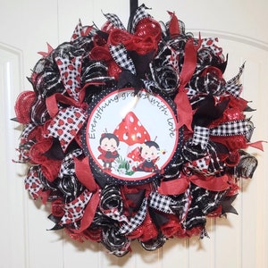 Ladybug Wreath, Welcome Wreath, Welcome to our Home Wreath, Spring Wreath, Summer Wreath, Front Door Wreath, Ladybug Decor, Ladybug