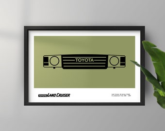Toyota Land Cruiser FJ60 Grill Poster - minimalist car art poster