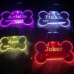 Personalized LED Dog Tag in Different Shapes and Sizes - Etsy