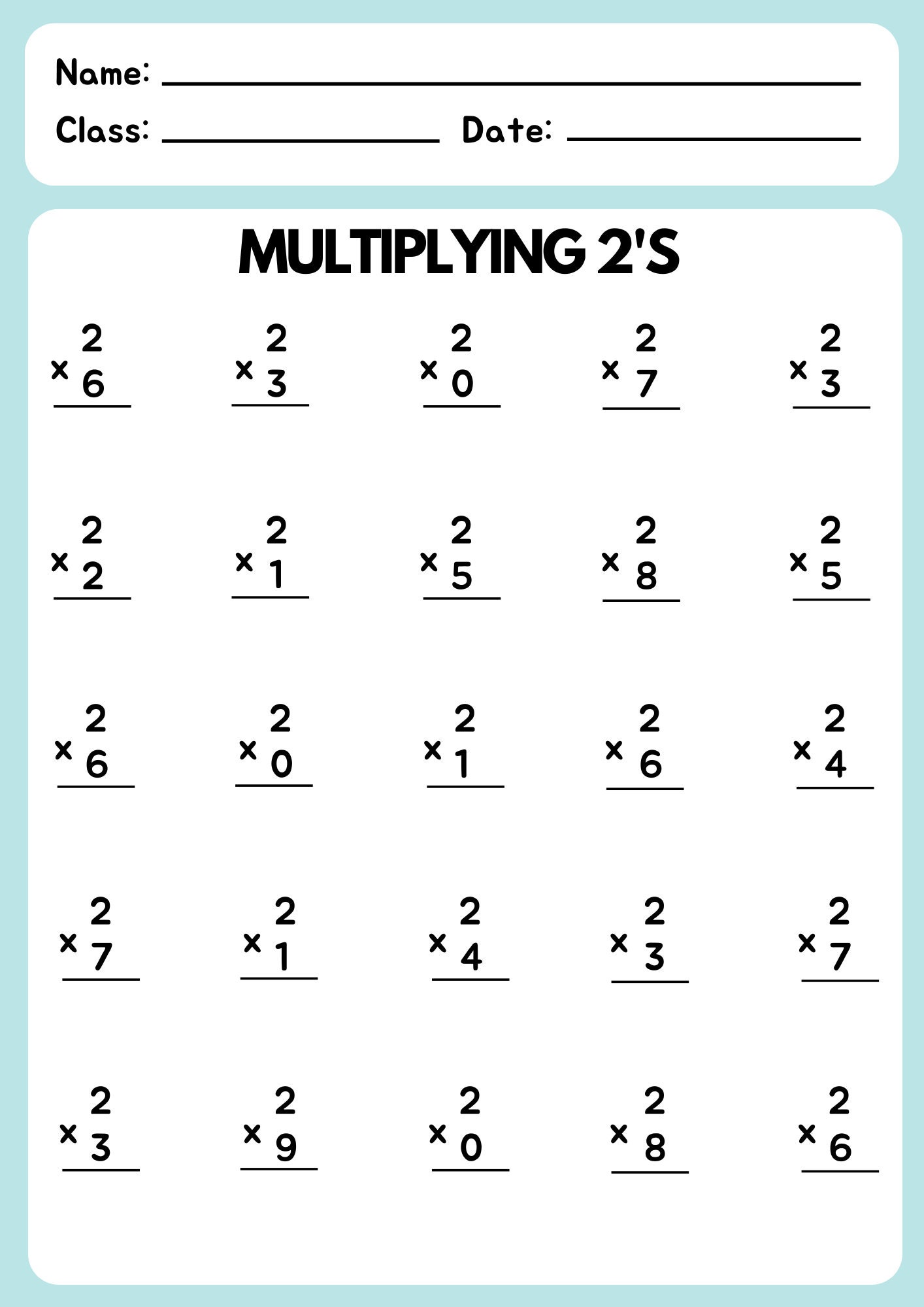24 Printable Multiplying Practice Worksheets. Numbers 112. Etsy