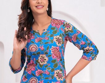 Blue Cotton Co-ord Set: Women's Night Dress & Casual Wear