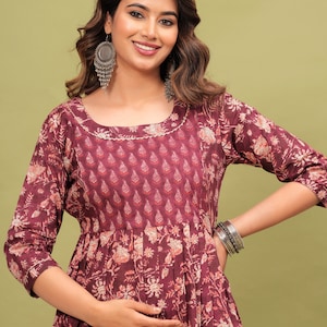 Maternity dress, kurta, gown, baby feeding gown, breast feeding dress, zip gown, women maternity clothes, maternity outfit.