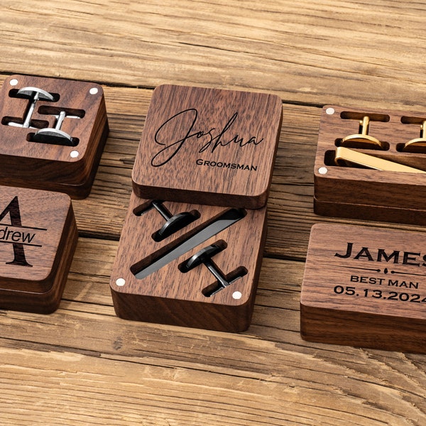 Personalized Groomsmen Gifts, Groomsmen Cufflinks, Best Man Gift, Wedding Tie Clip Set, Groomsmen Proposal, Gifts for Husband,Bachelor Party