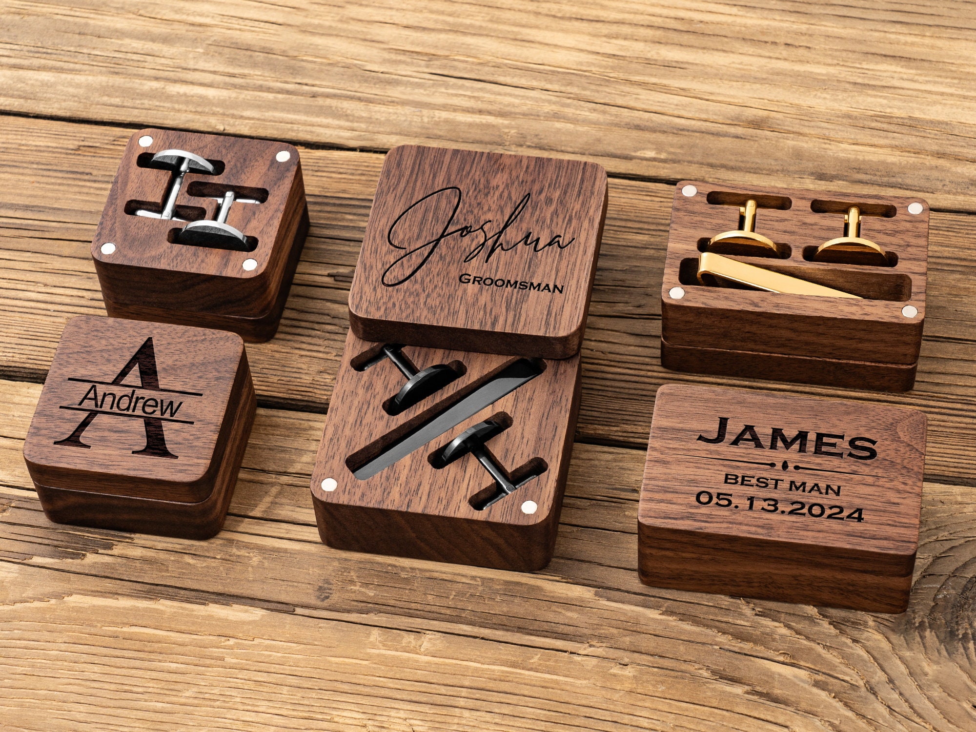 Personalisierte Groomsmen Geschenke, Groomsmen Manschettenknöpfe, Trauzeuge Geschenk, Hochzeit Krawattenklammer Set, Groomsmen Vorschlag, Geschenke für Mann, Junggesellenabschied
