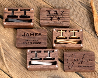 Groomsmen Geschenke, Krawattenklammer Personalisiert, Hochzeit Tag Groomsmen Manschettenknöpfe, Trauzeuge Geschenk, Benutzerdefinierte gravierte Krawattenklammer Set, Groomsmen Vorschlag