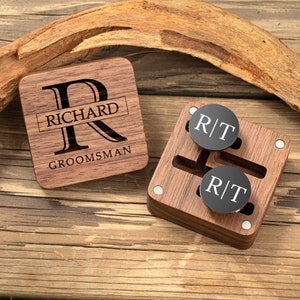 Gepersonaliseerde Groomsmen Manchetknopen, Gegraveerde Manchetknop met Doos, Aangepaste Manchetknop Opslag, Manchetknop Mannen Geschenken, Groomsmen Voorstel, Bruiloft Manchetknop