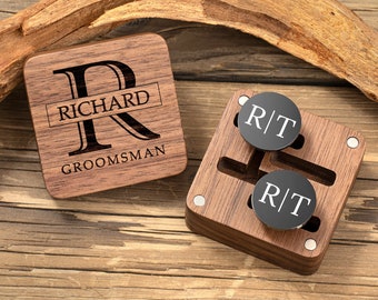 Personalized Groomsmen Cufflinks,Engraved Cufflink with Box,Custom Cufflink Storage,Cufflink Men Gifts, Groomsmen Proposal, Wedding Cufflink