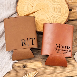 10 Pack Blank Engraved Leather Can Cooler Holders - Personalizable Beer Can Insulators, Great Gift Idea (Brown) - View #8
