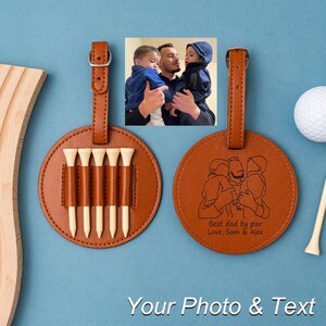 Personalized Engraved Golf Bag Tag with Photo,Custom Engraved Golf Tees Holder with Tees for Daddy,Custom Golf Accessories,Golf Gift for Dad