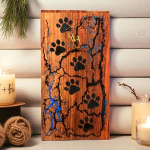 Handmade Paw Print Pet Urn: Wooden Dog Cremation Urn, Cat Keepsake Box Sympathy Gift