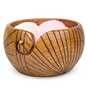 Handmade Wooden Large Yarn Bowl, Personalized Bowl for Knitting and Crocheting- Yarn Storage Bowl - Perfect Gift For Mother And Grandmother