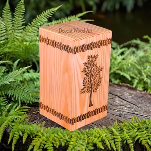 Wooden Cremation Urn for Human Ashes, Engraved Tree of Life Decorative Urn,  Funeral Urn for Adults Personalized Keepsake Urn For Pet Ashes