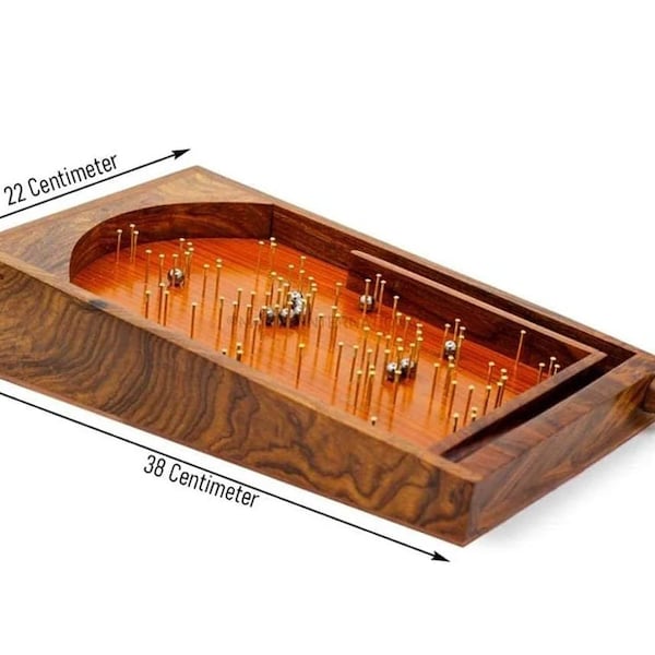 Personalisierte Holz Bagatelle Traditionelles Tischspiel 38 cm x 22 cm x 7,5 cm Massivholz / Messing Flipperspiel Bestes Geschenk für Erwachsene