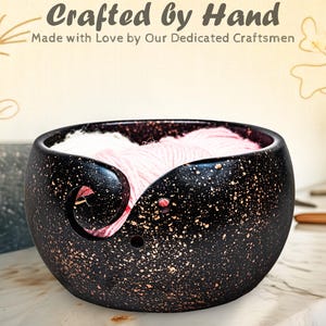 Personalized Handmade Wooden Large Yarn Bowl, Black and Silver Bowl For Crocheting And Knitting, Gift For Mother & Grandmother