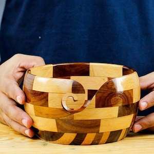 Handmade Wooden Yarn Bowl Gift for Knitting Rosewood Yarn Skein Holder - Best Gift for Mother Birthday Christmas - Handcrafted Knitting Bowl
