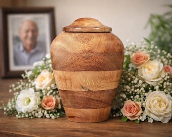 Urna cineraria artigianale in legno di mango: cofanetto commemorativo personalizzato, urna per ceneri umane.