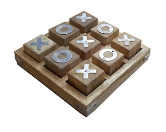 Tic Tac Toe aus Holz perfekt Geschenk für Geburtstag | Tic Tac Toe Spiel für Kinder und Familienbrettspiele | Tischdeko Nichts | Brettspiel