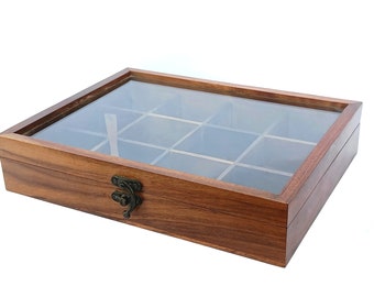Wooden Spice Box with 12 Container Glass Lid for Kitchen - Spice Organizer -Container Jars  & Masala Box. Best Gift For Her